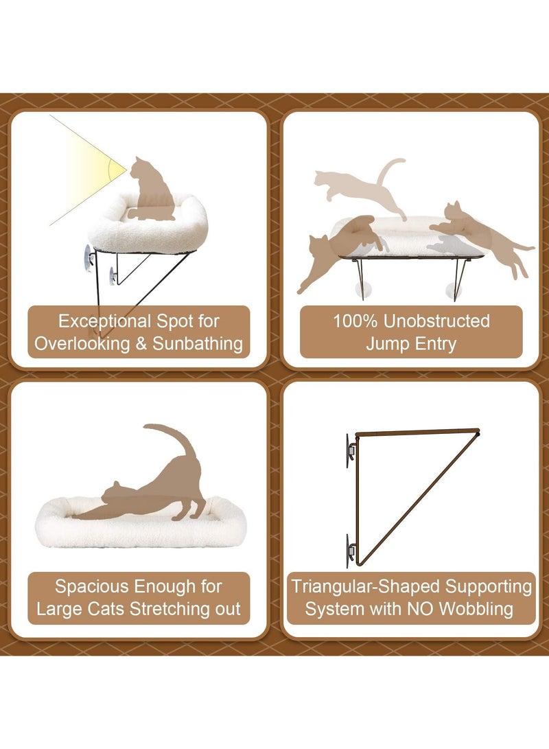 عام يأتي جثم نافذة القط المعدني المدعوم من الأسفل مع سرير دافئ واسع للحيوانات الأليفة - Image 5