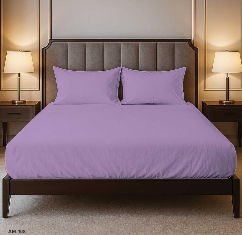 Amali  3 piece Polycotton Bed Sheet KING Size (W200xL200+35) cm 1 Fitted Sheet and 2 Pillowcases Soft, Breathable & Durable Fabric for Home Use - Image 1