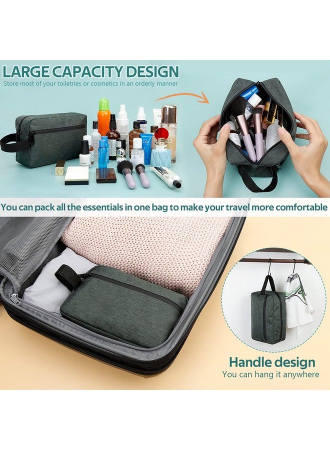 FUNSEED Travel Toiletry Bag For Women And Men, Water Resistant Shaving Bag For Toiletries Accessories, Foldable Storage Bags With Divider And Handle For Cosmetics Toiletries Brushes Tools (Gray) - Image 3