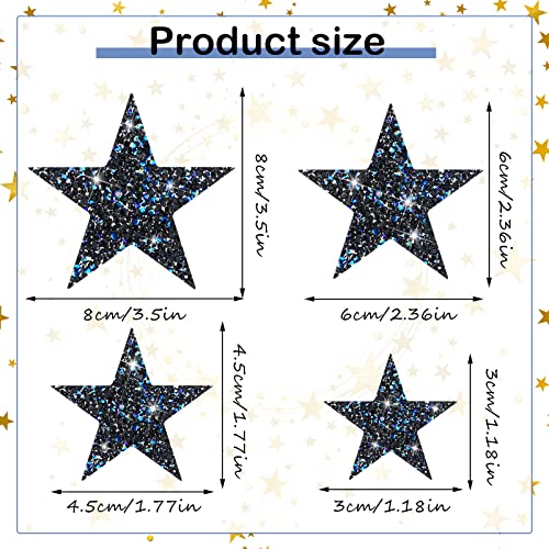 Jexine 16 Pcs Star Iron on Patches Rhinestone Glitter Patches Star Shape Crystal Hot Adhesives Appliques Shiny Jeans Bag Pant Clothing Repair Decoration for Disco Party DIY Craft Graduation Gifts - Image 2