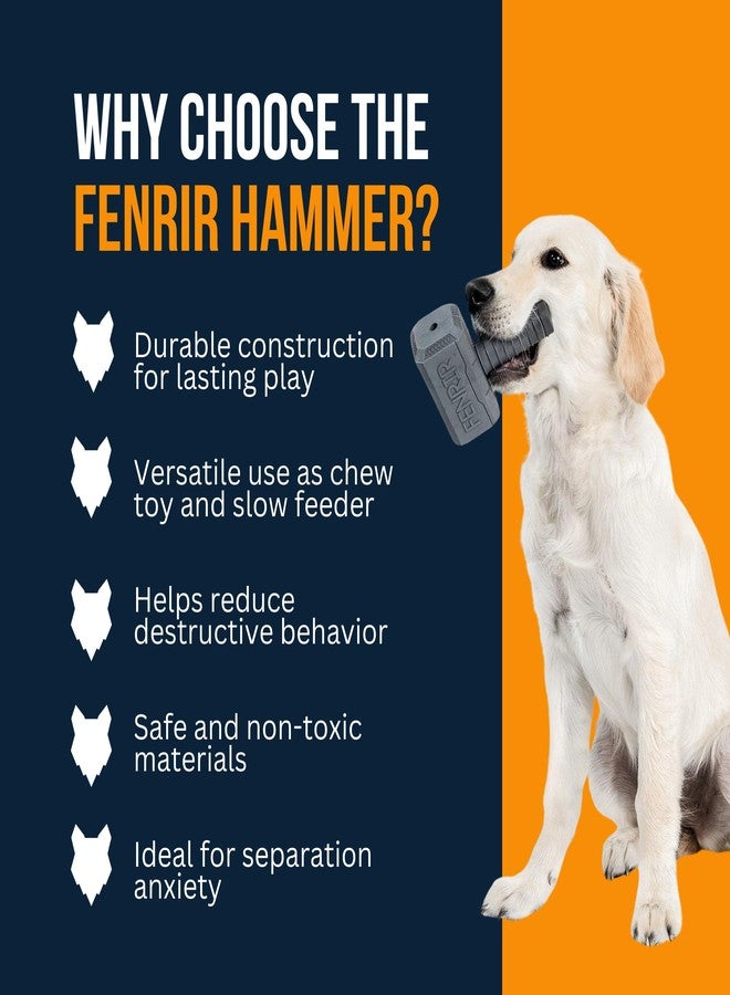 Fenrir Hammer Dog Chew Toy Strong Rubber Stuffable Enrichment Toy for Chewers (Blue, Medium) - Image 3