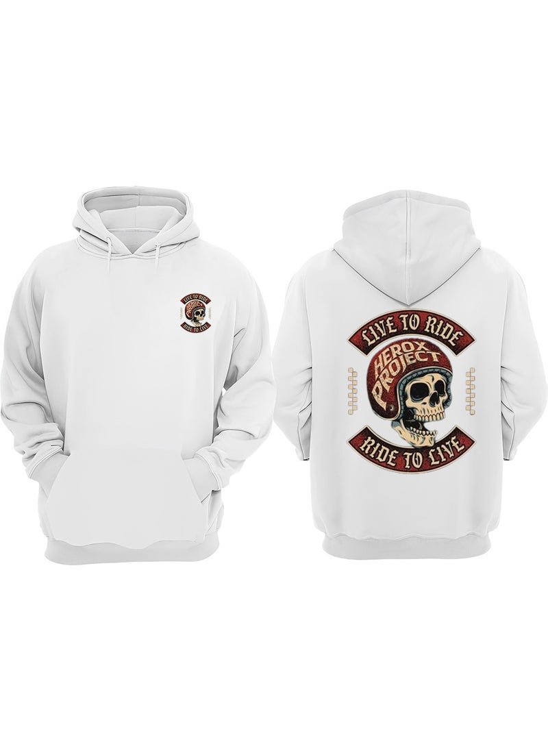 The Wert - Unisex Herox Project Design Front Back Printed Regular Fit White Sweatshirt - Image 1