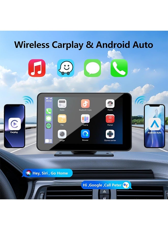 Generic Apple Carplay Screen for Car, 7" HD Portable Car Stereo Touch Screen with Wireless Android Auto, Backup Camera, Car Audio Receivers with Voice Control, Mirror Link, Bluetooth, GPS Navigation  - Image 2