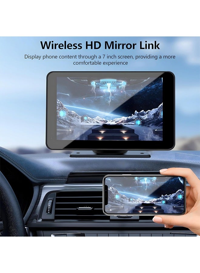 Generic Apple Carplay Screen for Car, 7" HD Portable Car Stereo Touch Screen with Wireless Android Auto, Backup Camera, Car Audio Receivers with Voice Control, Mirror Link, Bluetooth, GPS Navigation  - Image 3