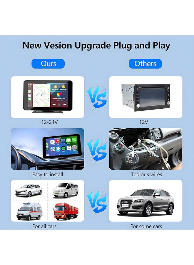 Generic Apple Carplay Screen for Car, 7" HD Portable Car Stereo Touch Screen with Wireless Android Auto, Backup Camera, Car Audio Receivers with Voice Control, Mirror Link, Bluetooth, GPS Navigation  - Image 5