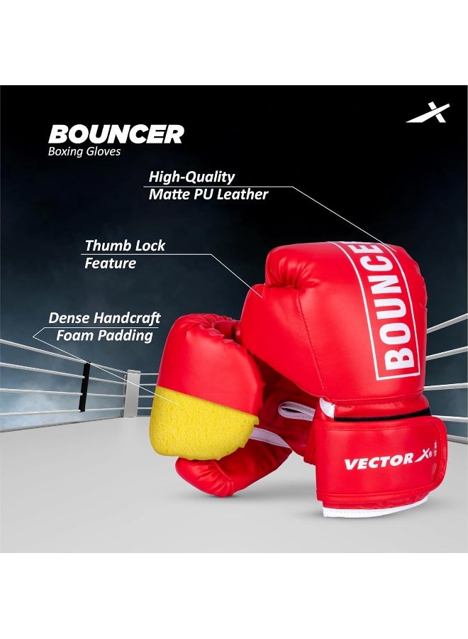 Vector X Bouncer PU Boxing Gloves – 10 OZ PU Leather, Foam Padding, Punching Gloves for Fitness & Training, Red - Image 3