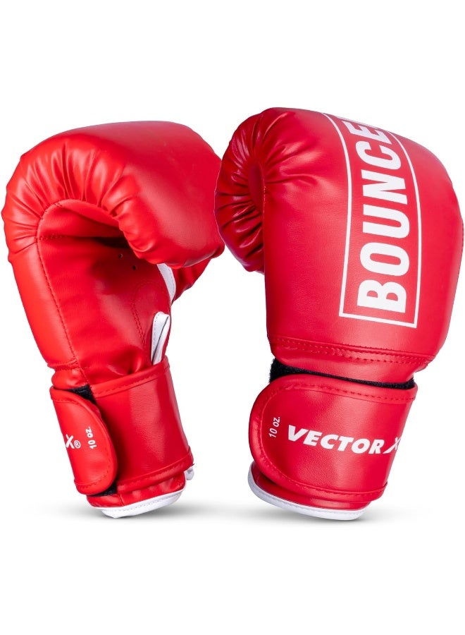 Vector X Bouncer PU Boxing Gloves – 10 OZ PU Leather, Foam Padding, Punching Gloves for Fitness & Training, Red - Image 1