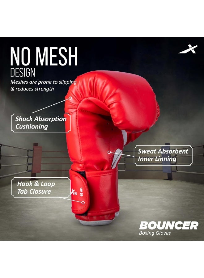 Vector X Bouncer PU Boxing Gloves – 10 OZ PU Leather, Foam Padding, Punching Gloves for Fitness & Training, Red - Image 4