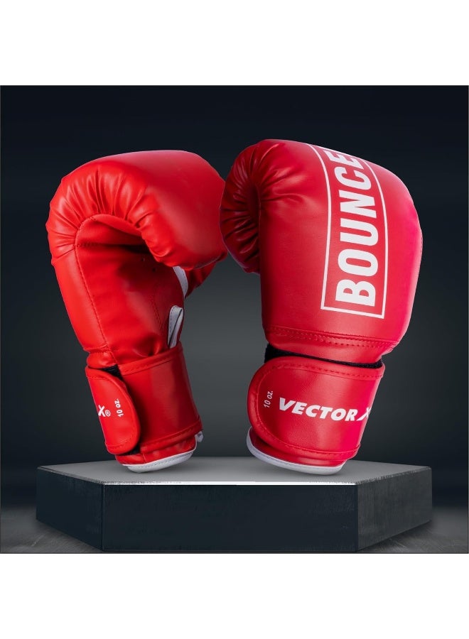 Vector X Bouncer PU Boxing Gloves – 10 OZ PU Leather, Foam Padding, Punching Gloves for Fitness & Training, Red - Image 2