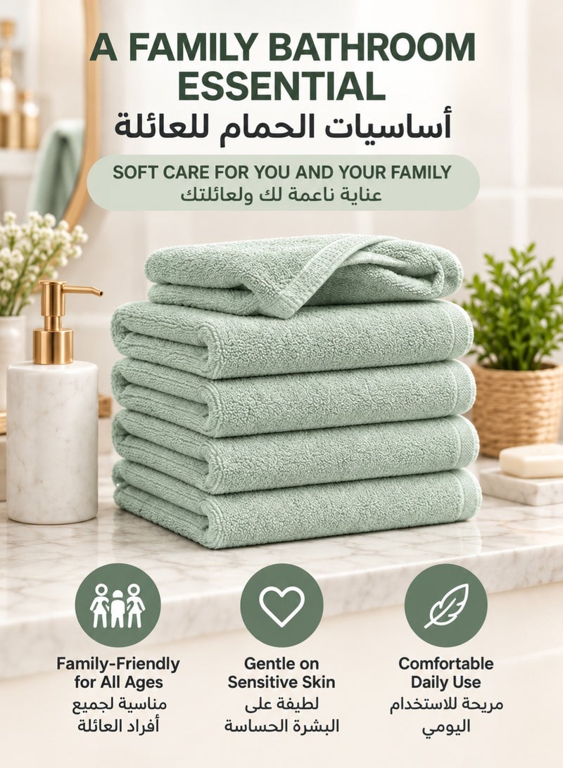 شاربدو Sharpdo طقم مناشف للوجه من القطن الناعم 6 قطع للبالغين – مناشف سميكة 30×60 سم ولطيفة على البشرة، عالية الامتصاص وسريعة الجفاف للحمام والسبا والنادي الرياضي، أخضر مريمي - Image 2