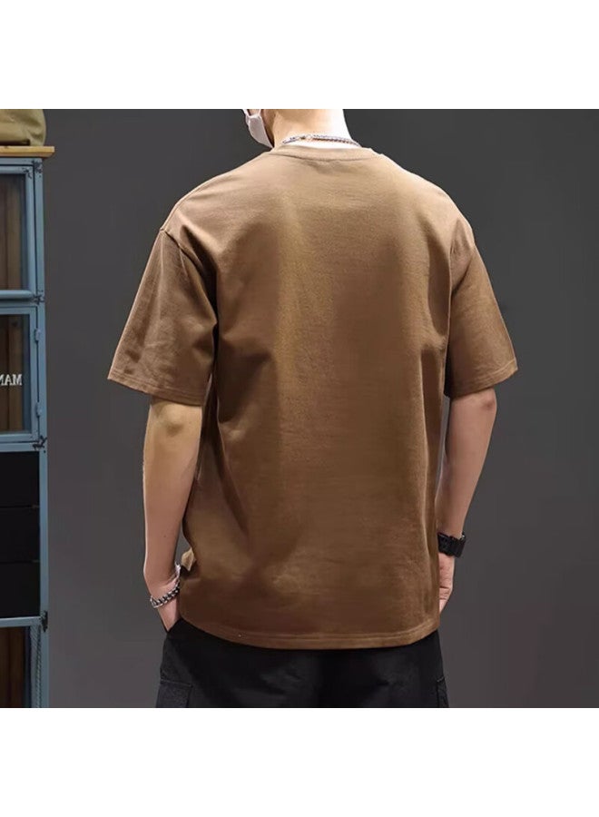 Jeep Spirit Men's Summer 220g Heavyweight Loose-fit Retro Half-sleeve T-shirt Cotton Tee Top - Image 1