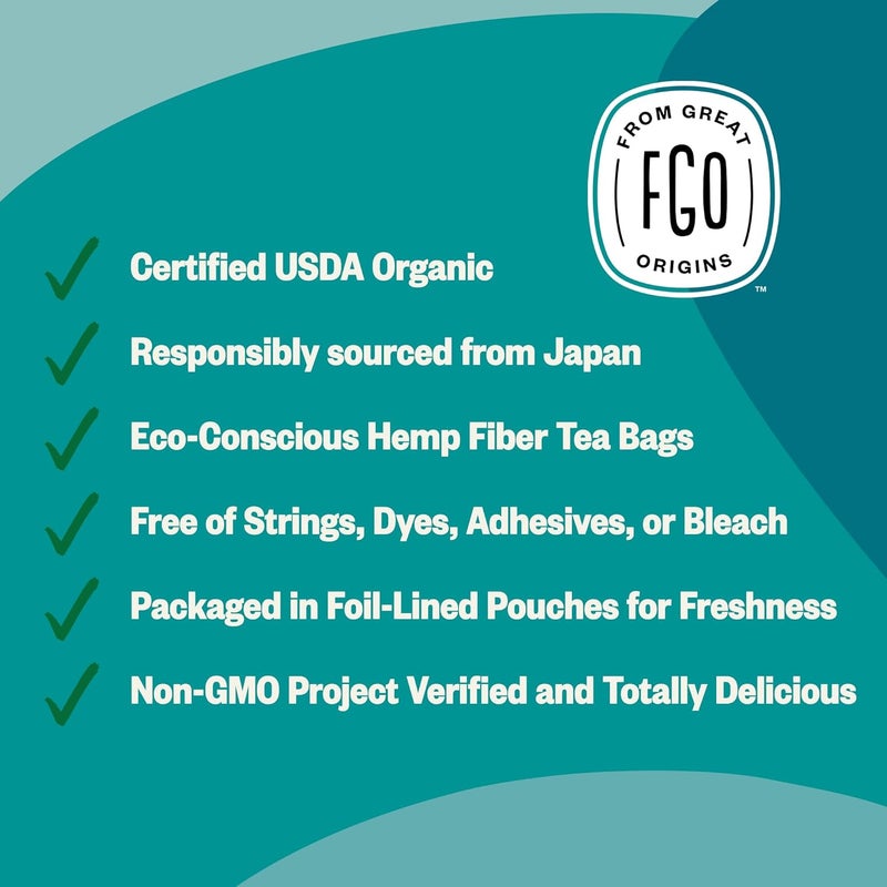 FGO Organic Japanese Sencha Green Tea Bags - 100 Count Eco-Conscious Tea Bags in Resealable Kraft Bag - Image 4