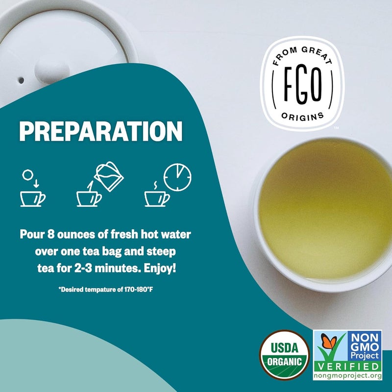 FGO Organic Japanese Sencha Green Tea Bags - 100 Count Eco-Conscious Tea Bags in Resealable Kraft Bag - Image 5