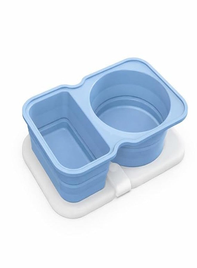 MOKVEE Mini Reusable Silicone Snack Container with Lid, Dual-Compartment BPA-Free Leak-Resistant Lunch Box for Office, Travel & Gym (Blue)