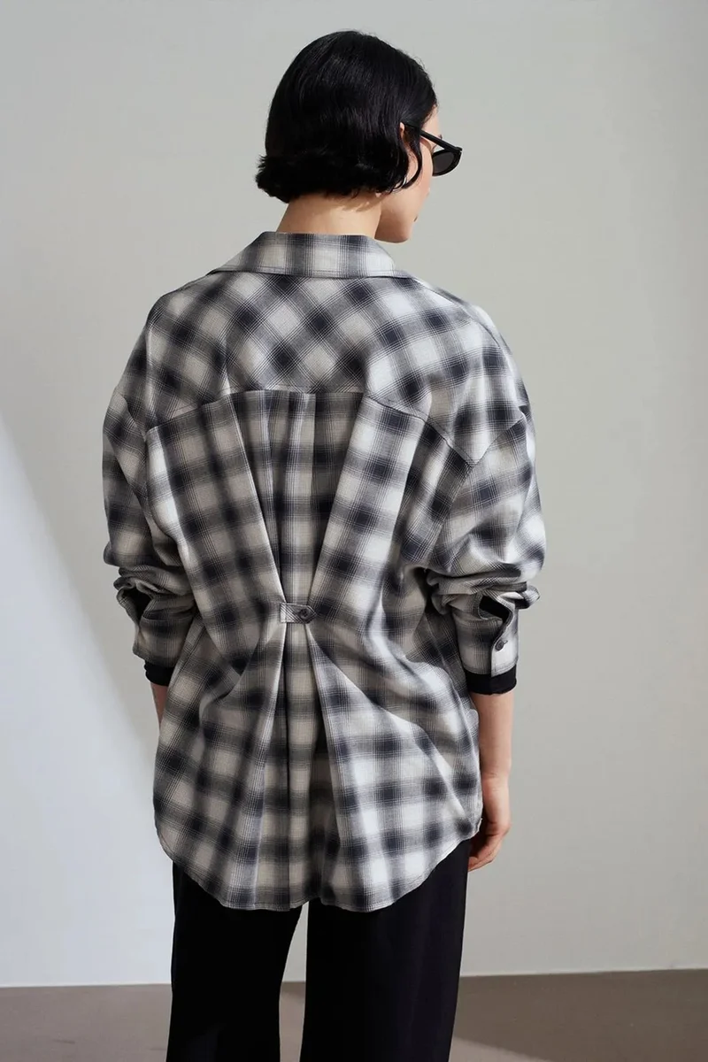 Dilvin Multicolor DILVIN Oversized Plaid Long-Sleeve Shirt for Women | Best Price UAE