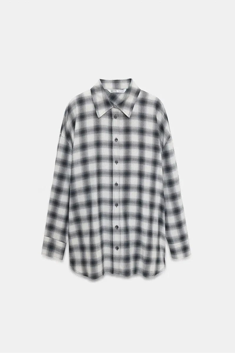 Dilvin Multicolor DILVIN Oversized Plaid Long-Sleeve Shirt for Women | Best Price UAE