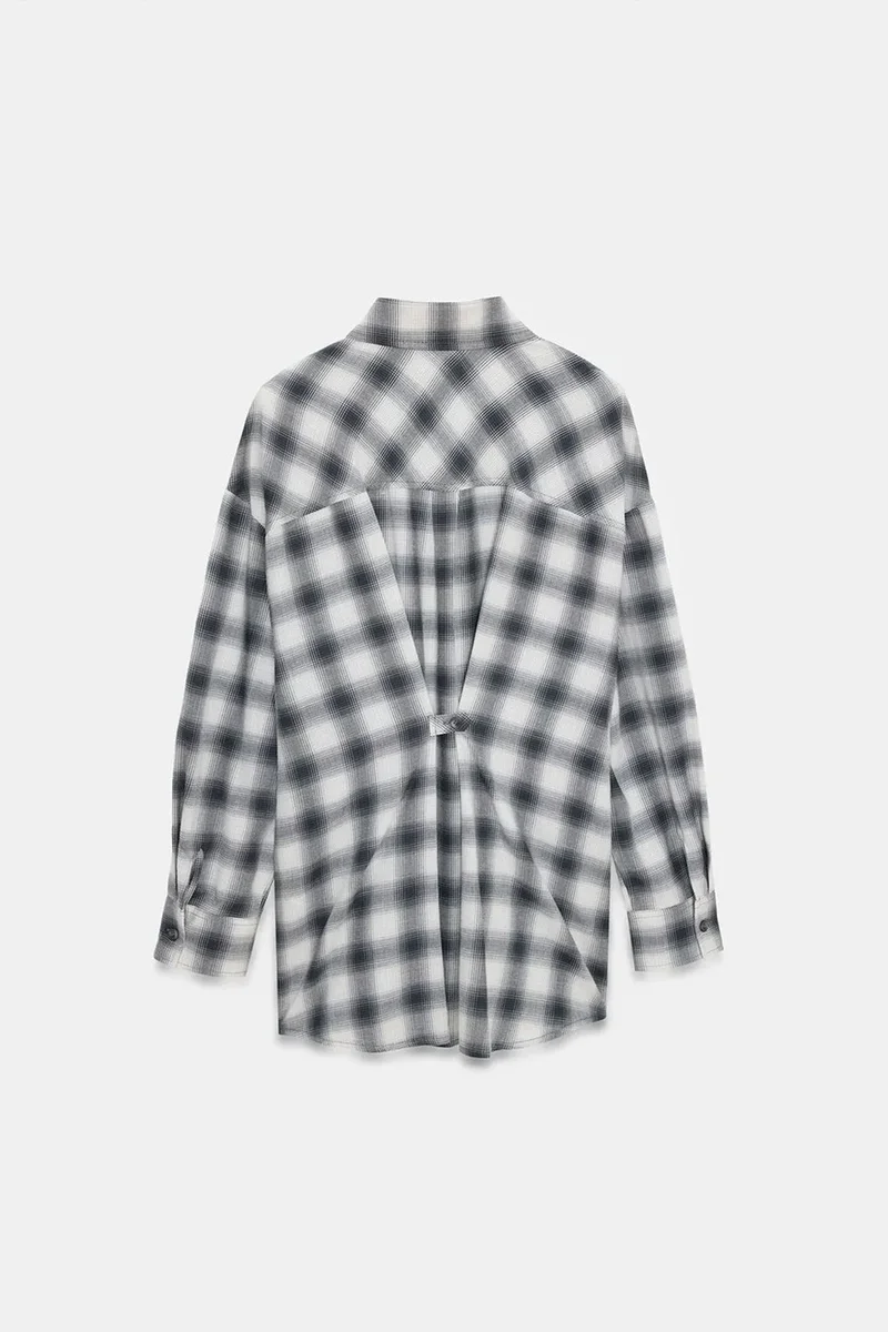 Dilvin Multicolor DILVIN Oversized Plaid Long-Sleeve Shirt for Women | Best Price UAE