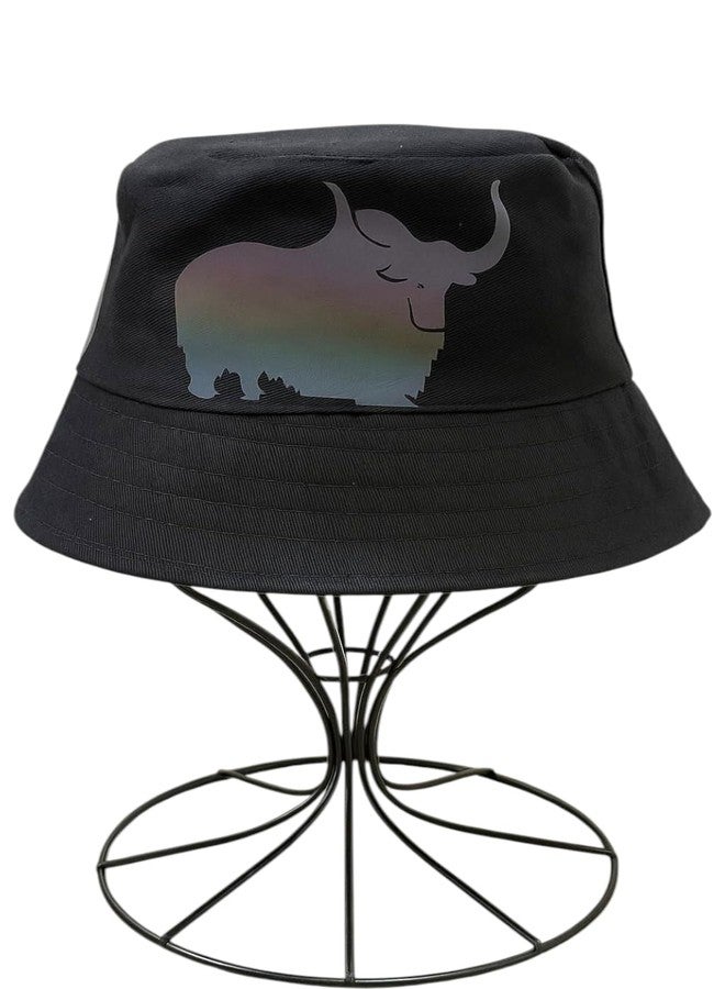 YUKA Bucket Hat, Black Cotton with Holographic Logo Design, Stay Cool Print, Unisex - Image 2