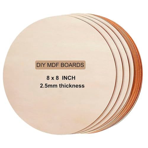 Haoser Round Circle MDF Pine Wood 2.5mm Thick 8 inch MDF Board for Art and Craft Unfinished Round Wood Slices for Resin Art, Mandala Art,Pyrography, Painting (8 INCH, Set of 10) - Image 2