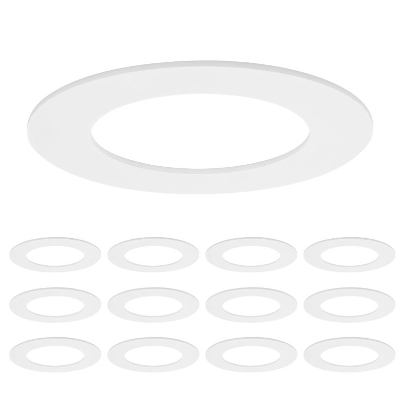 Maxxima 12 Pack 4 in. Goof Rings for Recessed Lights, Can or Canless Lighting Round Downlight Trim Ring, Outer Diameter 6.7â€ Inner Diameter 4.25â€, Durable Plastic Design, White Extended Trim - Image 1