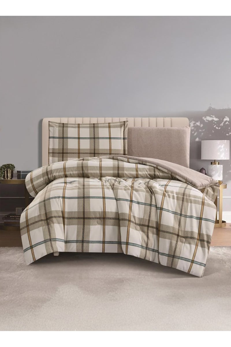 ميلين طقم مفرش سرير صيفي مفرد ونص - 4 قطع - يناسب سرير بمقاس 200x120 - ليتون - بيج - بيج غامق - Image 1