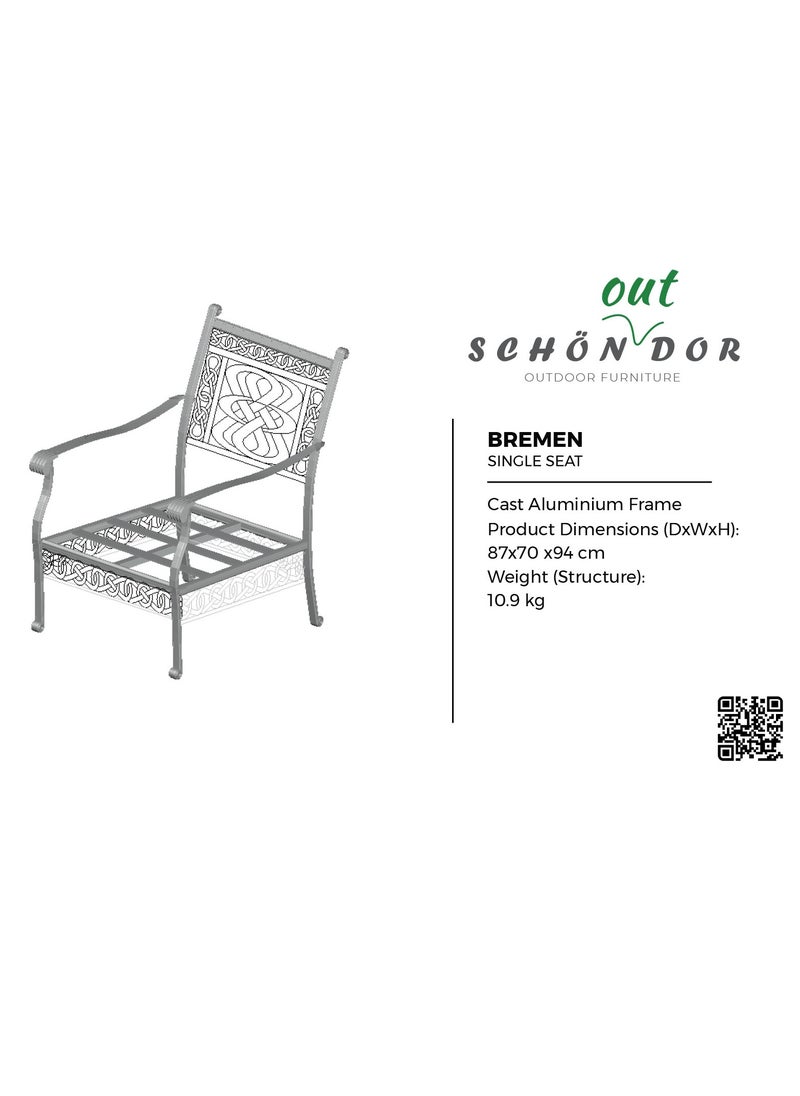 Schondor Furniture Bremen | Arm Chair | Outdoor Furniture | Made in Aluminum Cast | Patio | Garden | Backyard | Restaurants  - Image 5