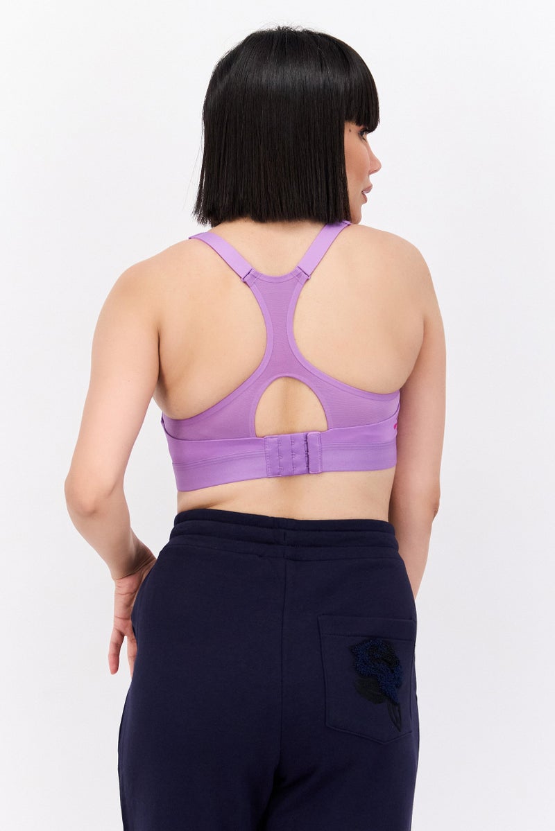 Brooks Women Solid Lightly Padded Sports Bra, Purple - Image 3