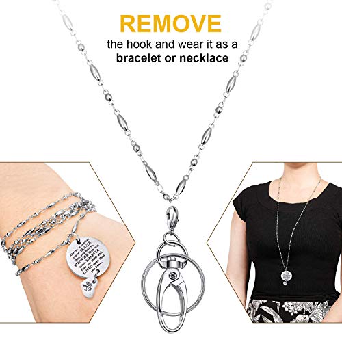 JOVITEC Lanyard ID Badge Necklace for Women Inspirational Pendant Stainless Steel Chain Teacher Cruise Keys Gift for Employee(Silver) - Image 3
