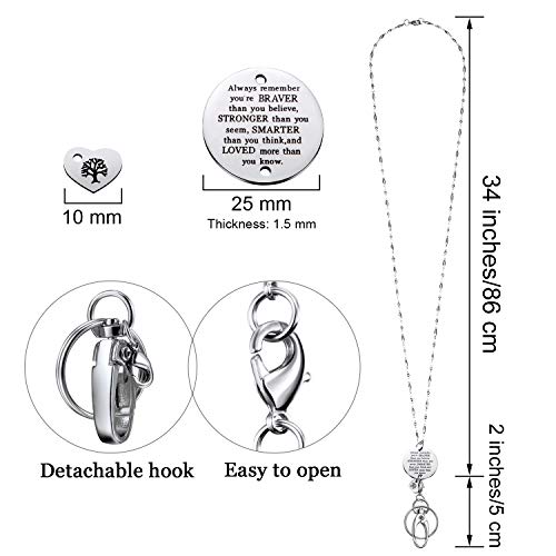 JOVITEC Lanyard ID Badge Necklace for Women Inspirational Pendant Stainless Steel Chain Teacher Cruise Keys Gift for Employee(Silver) - Image 2