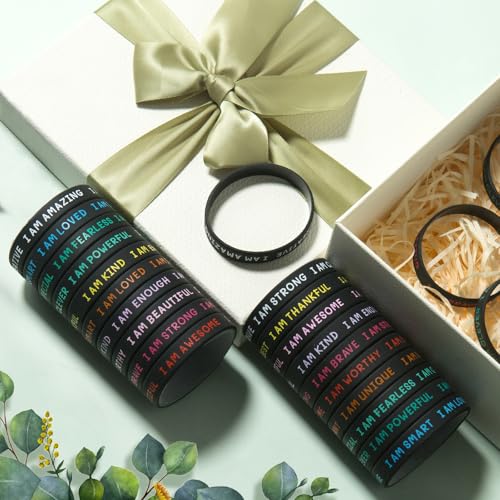 CYCLUSIVE 60 Pieces Students Inspirational Wristbands Rubber Bracelets Fun Motivational Wristbands for Kids Students Back to School Gifts - Image 3