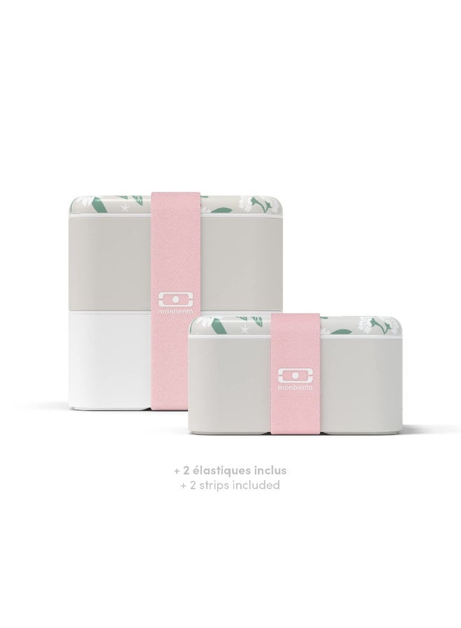 monbento - Large Bento Box MB Square Sakura with Compartments - Leakproof Lunch Box for Work and Meal Prep - BPA Free - Food Grade Safe - Japanese Flowers - Grey - Image 4