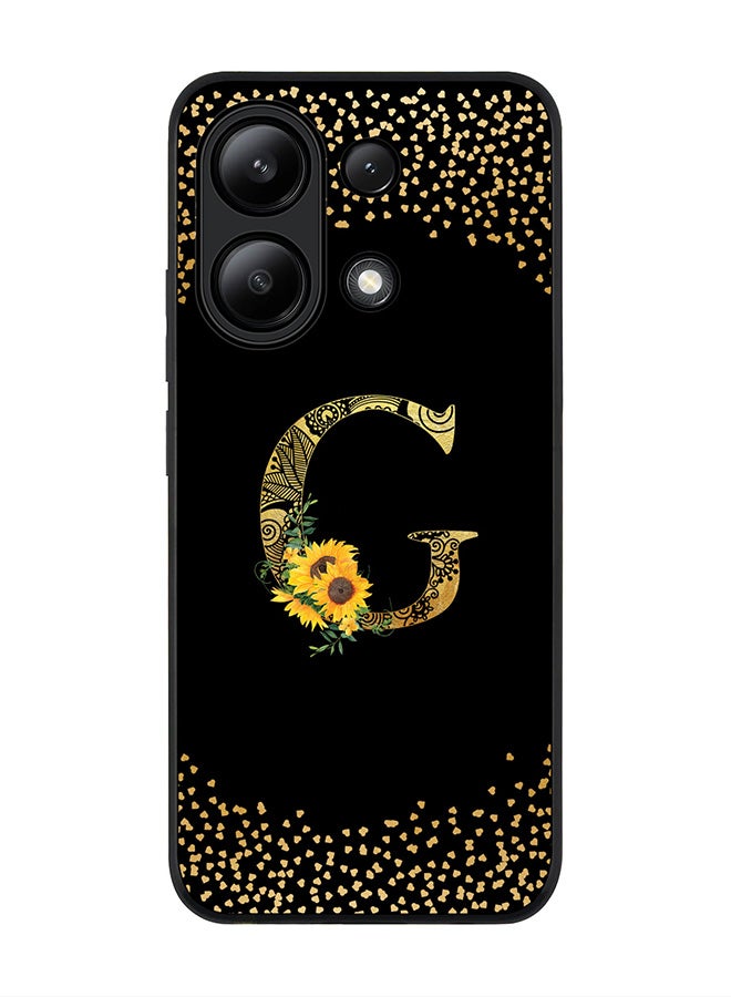 Stylizedd Rugged Black edge case for Xiaomi Redmi Note 13 4G, Cover Custom Monogram Initial Letter Mandala Floral Pattern Alphabet - G ( Black ) - Image 1