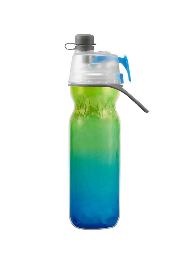 O2COOL Mist 'N Sip Misting Water Bottle 2-in-1 Mist And Sip Function With No Leak Pull Top Spout Reusable Sports Water Bottle - 20 oz (Blue Ombre)