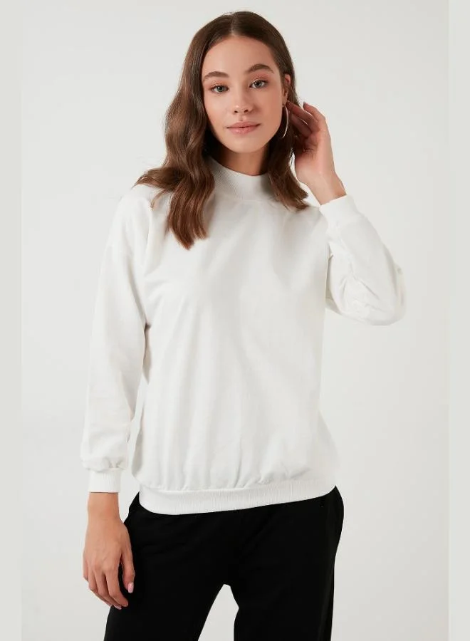 ليلا ليلى سويت شيرت قطن بياقة واقفة للنساء