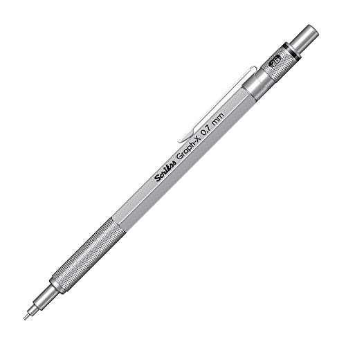 Scrikss 0.7mm Mechanical Clutch Lead Pen Pencil Satin Chrome Brass Body Push Mechanism Graph-X Series Eraser Included - Image 5