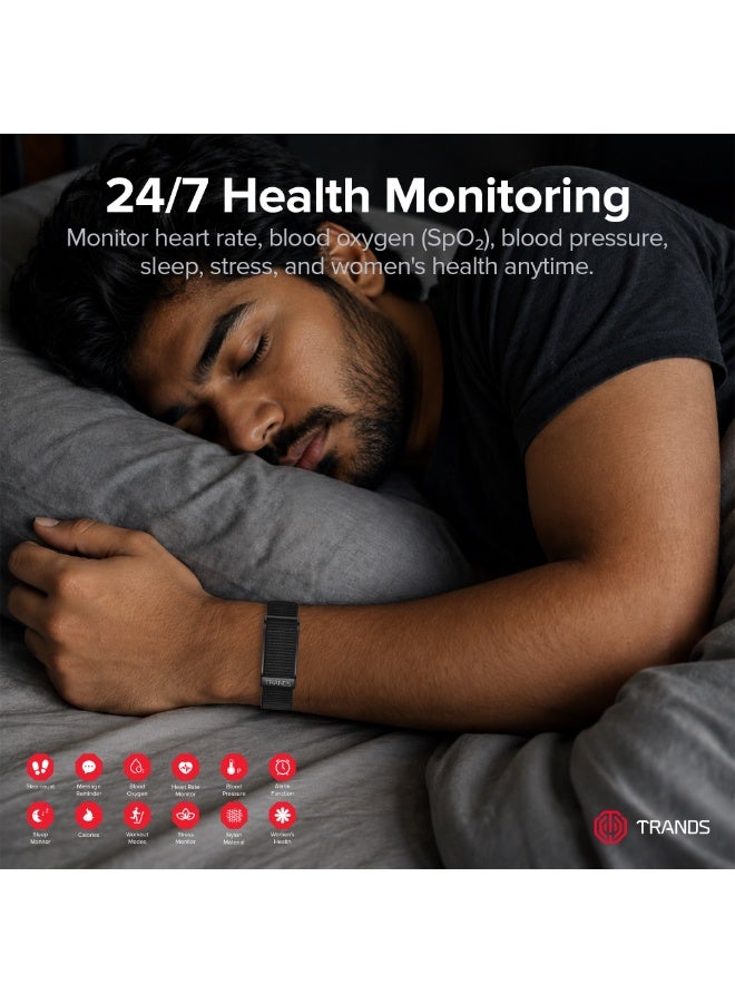 Trands SW300 Minimalist Smart Health & Fitness Tracker, 45-Day Battery, App-Controlled Screenless Design, IP68 Waterproof - Black - Image 4