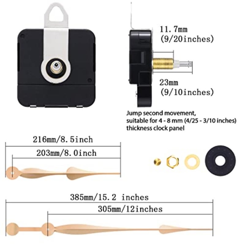 Clock Mechanism Replacement High Torque Quartz Clock Movement with 12 Inch Long Spade Hands for DIY Clock - Image 2