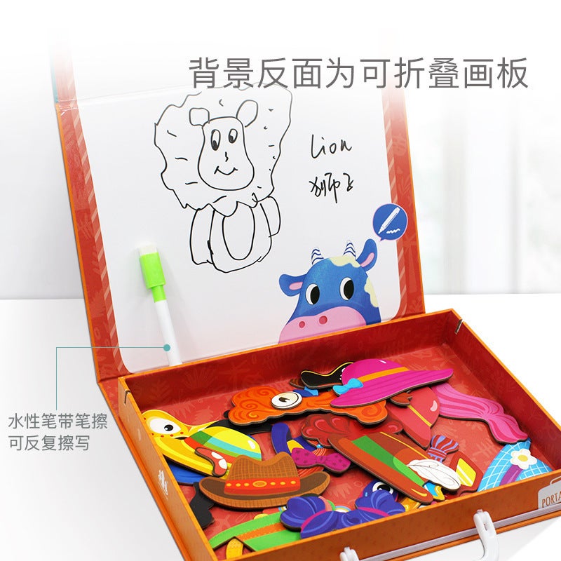 Wooden Portable Puzzle Magnetic Sticker New Wooden Magnetic Puzzle Toy Children'S Early Childhood Education 0.8 - Image 3