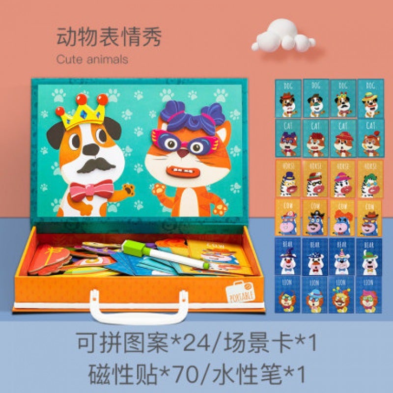 Wooden Portable Puzzle Magnetic Sticker New Wooden Magnetic Puzzle Toy Children'S Early Childhood Education 0.8 - Image 1