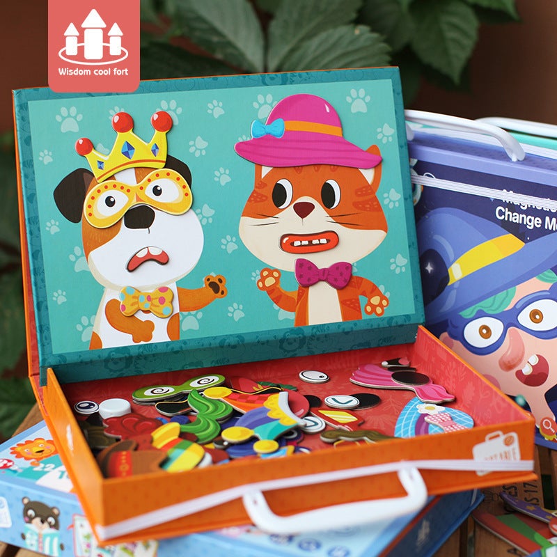 Wooden Portable Puzzle Magnetic Sticker New Wooden Magnetic Puzzle Toy Children'S Early Childhood Education 0.8 - Image 2