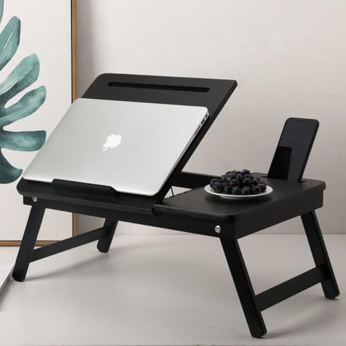 DDS Dream Decor Shoppee Engineered Wood Portable Laptop Table Adjustable Height With 1 Drawer (Black) - Image 2