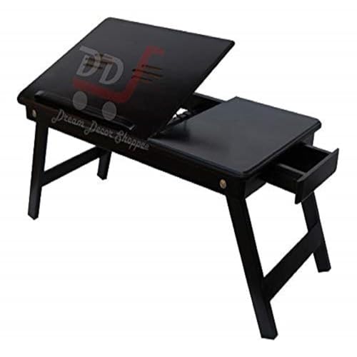 DDS Dream Decor Shoppee Engineered Wood Portable Laptop Table Adjustable Height With 1 Drawer (Black) - Image 3
