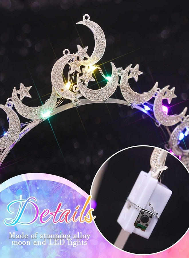 ووي طوق رأس على شكل هالة قمرية لامعة من Woeoe، قطعة رأس فضية على شكل نجمة، إكسسوارات شعر مرصعة بأحجار الراين للنساء - Image 5