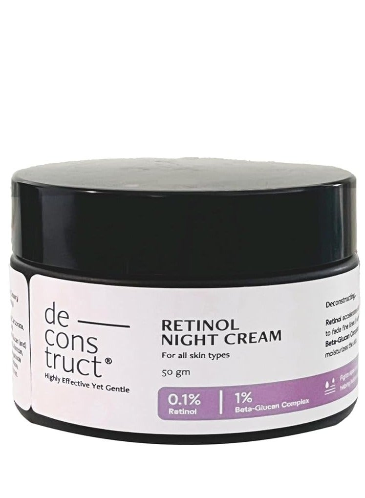 Deconstruct 0.1% Retinol Night Cream with 1% Beta-Glucan Complex | Beginner Friendly | Anti-Aging Night Cream for Fine Lines and Wrinkles | For Women & Men | 50 gm - Image 1