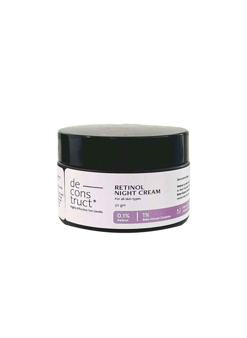 Deconstruct 0.1% Retinol Night Cream with 1% Beta-Glucan Complex | Beginner Friendly | Anti-Aging Night Cream for Fine Lines and Wrinkles | For Women & Men | 50 gm  - Image 1