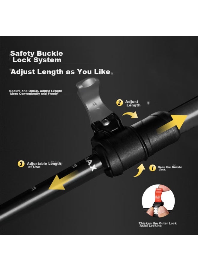 PELLIOT Pelliot Outdoor Hiking Pole, Carbon Fiber, Telescopic, Lightweight, Trekking Pole, Climbing Cane, Mountaineering Equipment, 16303650, Obsidian Black - Image 3