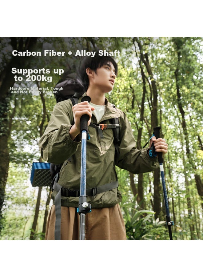 PELLIOT Pelliot Outdoor Hiking Pole, Carbon Fiber, Telescopic, Lightweight, Trekking Pole, Climbing Cane, Mountaineering Equipment, 16303650, Obsidian Black - Image 2