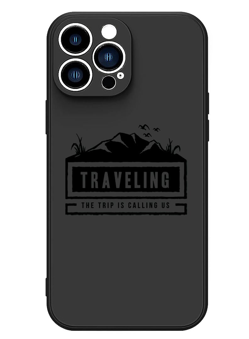 Theodor Protective Slim Fit Case Liquid Silicone Cover with Full Body Protection Anti-Scratch Shockproof Case For iPhone 15 Pro Black - Travelling - Image 1