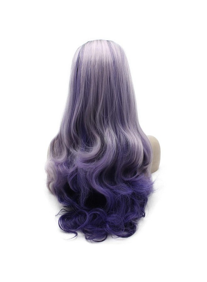 MX angel Mxangel Long Black Roots Pink Hand Tied Synthetic Wig Lace Front Heat Resistant Fiber Hair - Image 5