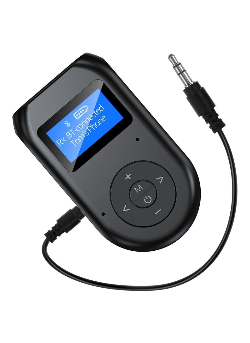Generic 4-in-1 Bluetooth 5.0 Transmitter and Receiver with Display Screen, Dual Link Low Latency Audio Adapter for TV, PC, Car, Home Stereo System.  - Image 1
